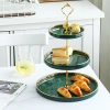 One-piece delivery: dark green European-style three-layer pastry plate, afternoon tea double-layer fruit plate, ceramic tableware, cake plate undefined